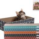 CSR1009A Naomi 17" Modern Cardboard Reversible Cat Scratcher Pad in Box with Catnip, Multi-Colored (5-Pack)