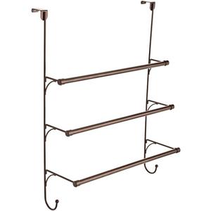 Franklin Brass (1-Pack) Over the Door Hooks Triple Towel Rack Bronze 3-Tier Towel Bar Rack with Hooks for Bathroom Organizers and Storage Towel Holder for Bath, Hand Towels, Accessories 193153-CBZ