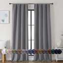 Simplebrand Ava Light Grey Blackout Curtains for Bedroom 90 Inches Long 2 Panels Set, Solid Privacy Energy Saving Living Room Window Treatment Curtains Blackout Drapes, W40 x L90 Inch, Light Grey