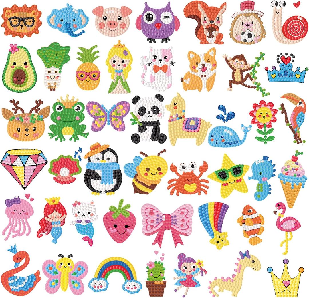 Labeol Diamond Art Kits for Kids Boys and Girls Ages 6-8-10-12 Easy to DIY Creative Diamond Art Sticker Craft by Numbers Kits for Kids and Adult Beginners (Lovely Animal)