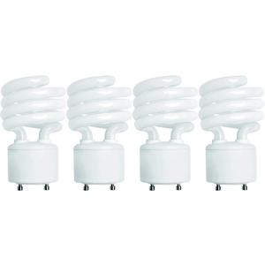 KOR (4 Pack) 13 Watt Mini Spiral - GU24 Base - (60W Equivalent) - T2 Mini-Twist - CFL Light Bulb (Bright White (5000K), CFL)