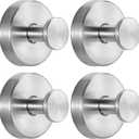 Suction Cup Hooks for Shower No-Drill Bathroom Hooks for Towels, Robes, Loofah Mountable on Bathroom Walls, Kitchen, Glass, Mirrors, Tile and Smooth,Non-Porous Surfaces (4, Brushed Nickel)
