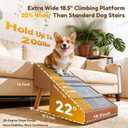 Dog Ramp & Stairs for Couch, 3-in-1 Steps Ottoman for Small Dogs | 15.7" H, 18.5" Extra Wide, Foldable & Hidden Storage Design, Non-Slip Ramp for Senior & Injured Pets (Camel)