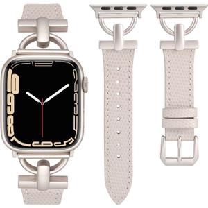 Wearlizer Leather Band Compatible with Apple Watch Bands Women 41mm 40mm 38mm 49mm 46mm 45mm 44mm 42mm, Fancy Dressy Strap for iWatch Series 11 10 9 8 7 6 5 4 3 SE/Ultra 3 2 1 (Lizard Starlight/Starlight)