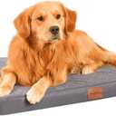 Waterproof Dog Beds for Large Sized Dogs - Orthopedic Dog Bed Washable Crate Pad 36 inch, Large Egg Crate Foam Pet Bed Mat with Removable Cover, Anti-Slip Kennel Pad, 36''27'', Grey