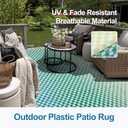Wonnitar 8x10 Waterproof Outdoor Rugs - Blue Yellow Ombre Checkered Patios Rug, Large Reversible Plastic Straw Mat for Camping RV Balcony, Portable Colorful Outdoor Deck Rug