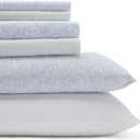 Laura Ashley - Queen Sheets, Cotton Percale 6-Piece Bedding Set, Crisp & Cool Home Decor (Belle Blue Cashmere, Queen)
