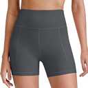 G4Free Women's High Waisted Biker Shorts with Pockets 4" 6" Inseam Workout Yoga Tights(Dark Grey,4",M)