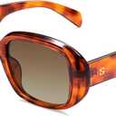 SOJOS Retro Oval Polarized Sunglasses for Women Men 90s Vintage UV400 Protection SJ2621 (Orange Tortoise Frame/Coffee Lens)