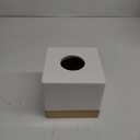 AuldHome Design Square Tissue Box Cover (Enamel/Mango Wood); Minimalist Scandinavian Decor White Cube Tissue Holder