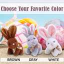 Fluffy Easter Bunny Stuffed Animal with Bow Plush Bunny Toy Cute Huggable Rabbit for Kids & Adults on Easter 6-inch (White)