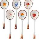 Ceramic Soup Spoons Set Asian Spoons Chinese Japanese Tablespoon for Ramen Pho Wonton Dumplings Miso - Set of 6