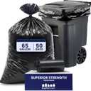 Plasticplace 65 Gallon Trash Bags 1.5 Mil Black Heavy Duty Garbage Can Liners 50 x 48 (50 Count)