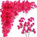 16 Pack Artificial Bougainvillea Floral 38" Silk Long Stem Bougainvillea Plants Hanging Table Centerpiece for Home Wedding Indoor Outdoor Decorations (Rose Red)