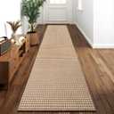 YDKGL 2x10 ft Hallway Runner Rug Extra Long Boho Woven Kitchen Runner Rugs Mat Non Slip Washable, Soft Hall Floor Mat Runner Carpet for Indoor Backdoor Bedroom Entryway Laundry Living Room, Brown