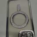 Magnetic Glitter Diamond for iPhone 12 Pro Max Case[Compatible with MagSafe]Glitter Rhinestone Diamond Camera Lens Protector Plated,Clear Slim Military Drop Shockproof Cover for Women,Silver