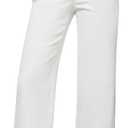 GRAPENT Capri Jeans for Women Wide Leg High Waisted Effortless Flow Pull On Stretchy Denim Elastic Waist Pants with Pockets (XX-Large, Cream White)