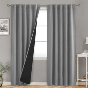 BGment Dove Grey 100% Blackout Curtains 84 Inches Long with Reducing Noise Liner, Rod Pocket and Back Tab Double Layer Full Room Darkening Window Curtain for Bedroom, 2 Panels, Each 42 x 84 Inch (42"W x 84"L (Pack of 2))