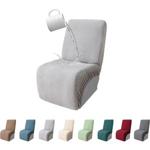 100% Waterproof Sectional Recliner Couch Covers for Reclining Couch L Shaped Corner Sectional Sofa Cover Jacquard Stretch L Shape Recliner Slipcovers (Additional Seat Cover, Light Gray)