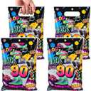 Qeeenar 50 Pieces 90s Party Favor Bags Bulk Plastic Back to 90's Hip Hop Candy Gift Treat Goodie Bags for Retro 1990s Theme Disco Dance Birthday Party Supplies