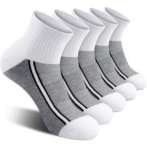 Gonii Mens Athletic Ankle Socks 5-Pairs | Running,Hiking,Sports,Workout,Gym,Golf,Blister Defense,Cushioned,Arch Support,Compression,Comfortable,Quarter (XL)