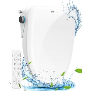 iliD Bidet Seat, Toilet Seat, Electric Elongated Ecoseat with Four Cleaning Modes, Adjustable Angle and Pressure, Remote Control, Slow Close Lid, Easy Installation