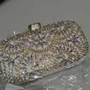Covelin Women's Rhinestone Decorated Evening Bag, Tote Shoulder Crossbody Handbag with Chain White