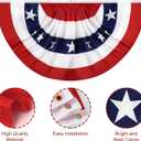 American Bunting Flags Outdoor 3x6 FT, 4th of July Pleated Large Fan Flags, USA Patriotic Banner Decorations for Outside Porch Door Yard Garden, Red White and Blue Decor, 4 Pack