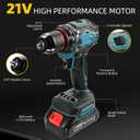21V Cordless Power Drill/Driver Set, Electric Power Drill Set with 2 Battery & Charger, 3/8 Keyless Chuck, 2 Variable Speed, 28-Piece Kit Power Drill Drivers for Home Use