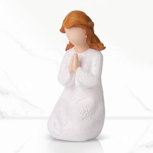 Praying Angel Figurines Statues, Baptism Confirmation First Communion Gifts for Teen Girls Women Christian Catholic Guardian,Sculpted Hand-Painted Figure (White)