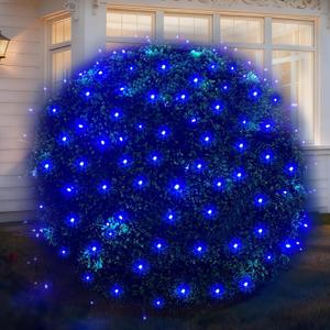 LED Christmas Net Lights Outdoor, UL Certified, 144LED 6ftx6ft, Green Wire, Connectable Waterproof Mesh Light for Christmas Party, Yard, Shrubs and Bushes Decorations (Blue)