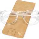 EASY READ Retro Round Blue Light Blocking Reading Glasses for Women,Anti UV Readers for Women with Spring Hinge (Clear)