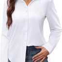 siliteelon Women's Stain Shield Dress Shirts Wrinkle Free Long Sleeve Shirts Solid Work Business Button Down Shirts (X-Large, White)