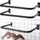Gisafai 2 Pieces Gridwall Accessories U Shaped Hangrail 24 Inch Hanging Hangrail Metal Wire Gridwall Display Rack Round Tube Hanger Grid Wall Bracket for Retail Display Panel Home Use (Black)