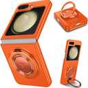 ZHOZEXIN Compatible with Samsung Galaxy Z Flip 5 Case, Rotate Ring Magnetic Protection Shockproof Cover for Samsung Galaxy Z Flip 5 5G, Foldable Slim Case (Orange)