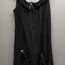 OYOANGLE Women's Plus Size Lace Sheer Chemise Nightgown and Thongs 2 Piece Lace Babydoll Lingerie Set (X-Large Plus, Black)