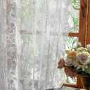 TUDECO White Lace Curtains 63 Inch Length - Victorian Sheer Voile Floral Curtains for Bedroom Nursery Elegant Ruffle Privacy Light Filtering 2 Panels Rod Pocket Window Decor, 59 x 63 Inch