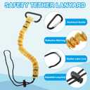 MECCANIXITY Retractable Tool Lanyard 2ft with Single Aluminum Buckle and Adjustable Loop End, Maximum Weight Limit 10KG / 22lb, Safety Fall Protection Tools Leash, Yellow 3 Pack