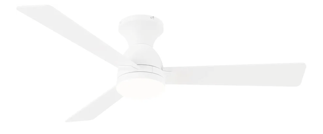 Ceiling Fans with Lights, 48 inch Low Profile Ceiling Fan with Light and Remote Control, Flush Mount, Reversible, 3CCT, Dimmable LED, Noiseless, White Ceiling Fan for Bedroom, Dining Room