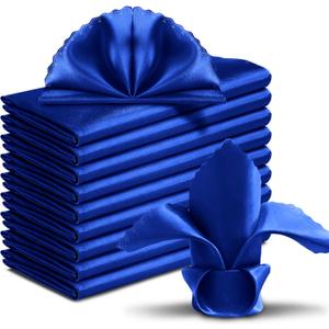 60 Pieces Royal Blue Satin Napkins 20x20 Inches Satin Cloth Napkins, Square Satin Napkins with Scalloped Edges, Elegant & Silky Table Napkins for Restaurant Banquet Wedding