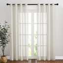 NICETOWN Natural Linen Curtains for Doorway 80 inch Length, Grommet Privacy Semi Sheer Linen Burlap Window Treatments with Light Filtering for Home Office/Living Room, W52 x L80, 2 Panels