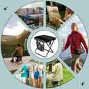 12" Portable Collapsible Stool - Folding Chair with Storage Pouch, Convertible Satchel for Hands-Free Carry & Supports 265Lbs, Ultralight for Hiking, Fishing, Camping, Festivals (Black, Standard)