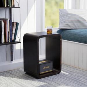Relso Aurora End Table Solid Wood Nightstand with Open Shelf Storage, Walnut Finish Bedside Table, Side Table for Bedroom, Living Room, Entryway, Small Spaces, Accent Bookshelf, 19 inch