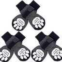 EXPAWLORER 6PCS Anti-Slip Dog Socks to Prevent Licking Paws,Dog Shoes for Hot Pavement,Best Paw Protector Traction Control on Hardwood Floor,Dog Booties for Puppy Small Medium Large Senior Dogs (Black Grey)