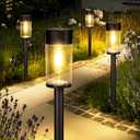 UME 10 Pack Solar Pathway Lights Outdoor, Bright Solar Garden Lights with Metal Design IP65 Waterproof, Auto On/Off, 3000K LED Landscape Lighting for Yard, Lawn, Walkway, Driveway, Patio Decor (Black)