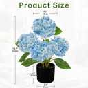 Hollyone Light Blue Hydrangea Artificial Flowers in Pots 19.7" Four-Head Faux Silk Hydranges Flower Arrangements for Indoor Home Office Kitchen Table Centerpieces Wedding Decorations