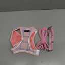 GAMUDA Small Dog Harness Collar and Leash Set, Step in No Chock No Pull Soft Mesh Adjustable Dog Vest Harnesses Plaid Reflective for Dogs Puppy Cats Kitten Rabbit (Pink, M)