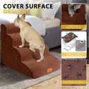 Dog Stairs for Small Dogs,4-Step,Foam Dog Steps&Ramps for Couch/High Beds with Waterproof &Removable Cover, Non-Slip,Brown