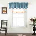 Turquoize Blackout Curtain Valances Solid Rod Pocket Scalloped Valances Short Curtain Panels for Kitchen Window/ Bedroom/ Barthroom, 52" x 18" Inches, 2 Panels, Citadel