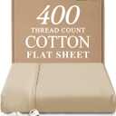 Queen 400 Thread Count 100% Cotton Flat Sheet - Comfortable, Cooling & Breathable Cotton - Top Flat Sheet Only - Luxury Hotel Quality Bedding - Extra Soft and Comfy - Easy Care, Wrinkle Free - Cream